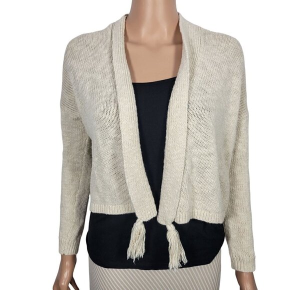 Lucky Brand Sweaters - Lucky Brand Women's Cream Colored Cotton/Linen Blend Boho Crop Cardigan Size S
